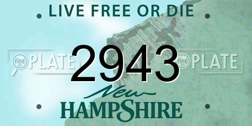 2943 New Hampshire License Plate