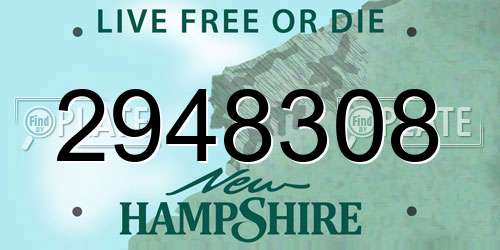 2948308 New Hampshire License Plate