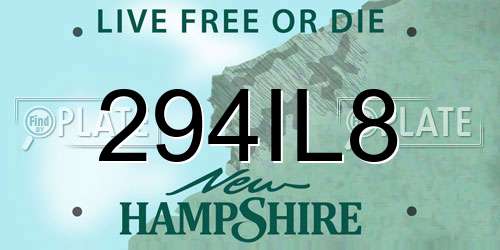 294IL8 New Hampshire License Plate