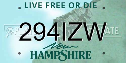 294IZW New Hampshire License Plate