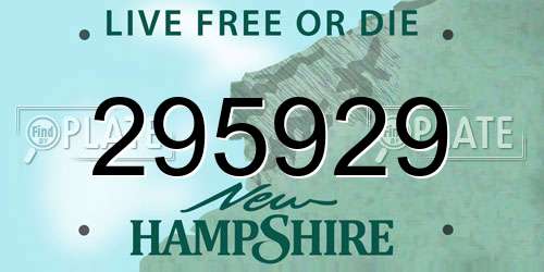 295929 New Hampshire License Plate