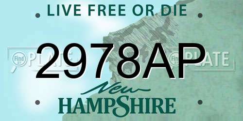 2978AP New Hampshire License Plate