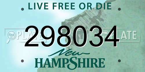298034 New Hampshire License Plate