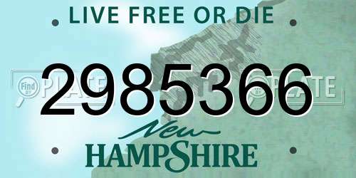 2985366 New Hampshire License Plate