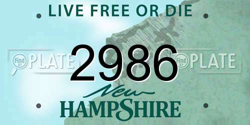 2986 New Hampshire License Plate