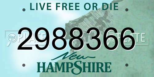 2988366 New Hampshire License Plate