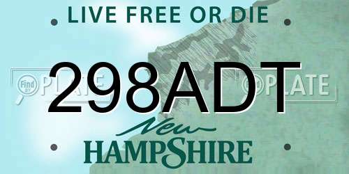 298ADT New Hampshire License Plate