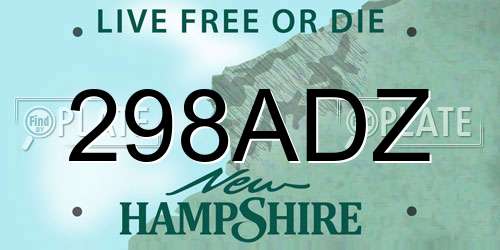 298ADZ New Hampshire License Plate