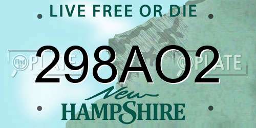 298AO2 New Hampshire License Plate