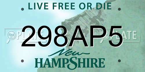 298AP5 New Hampshire License Plate