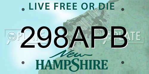 298APB New Hampshire License Plate