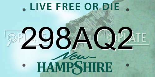 298AQ2 New Hampshire License Plate