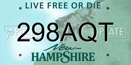 298AQT New Hampshire License Plate