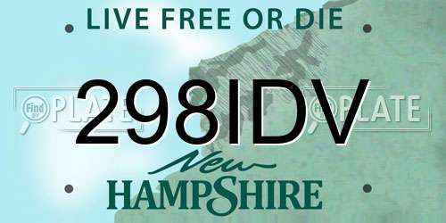 298IDV New Hampshire License Plate