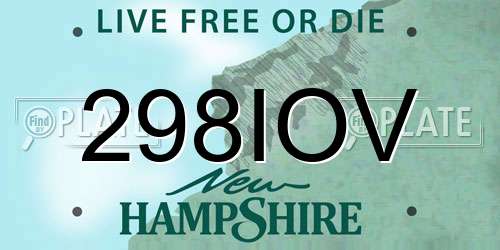 298IOV New Hampshire License Plate