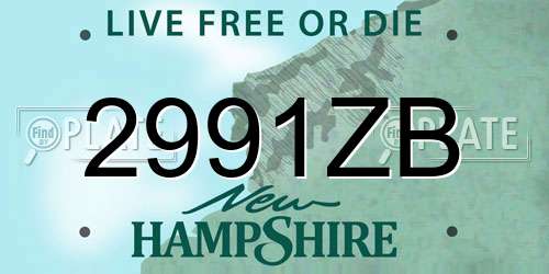 2991ZB New Hampshire License Plate