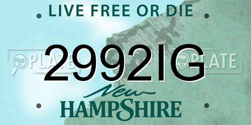 2992IG New Hampshire License Plate
