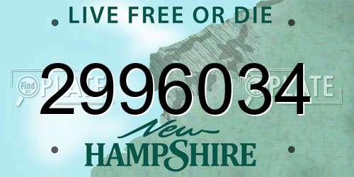 2996034 New Hampshire License Plate
