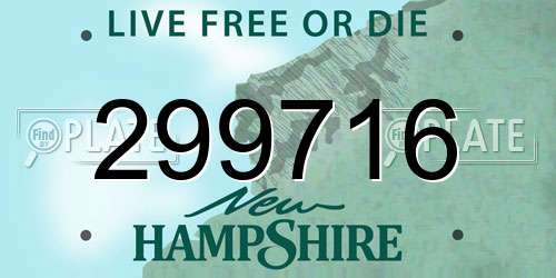 299716 New Hampshire License Plate