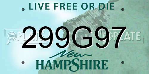 299G97 New Hampshire License Plate