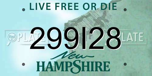 299I28 New Hampshire License Plate