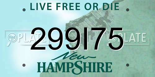 299I75 New Hampshire License Plate