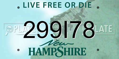 299I78 New Hampshire License Plate