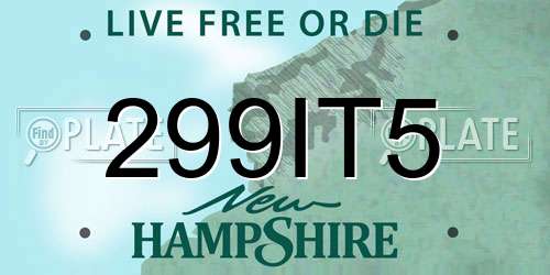 299IT5 New Hampshire License Plate