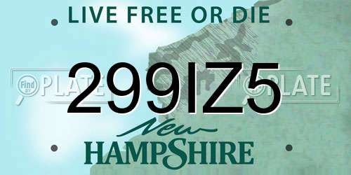 299IZ5 New Hampshire License Plate