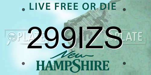 299IZS New Hampshire License Plate