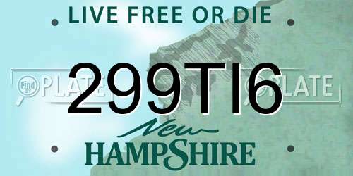 299TI6 New Hampshire License Plate