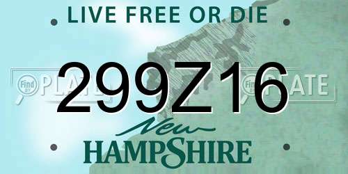299Z16 New Hampshire License Plate