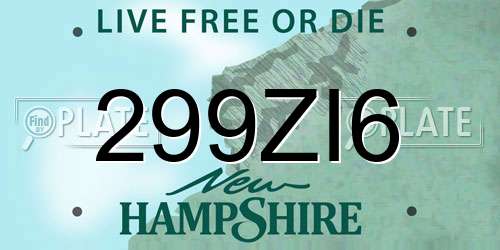 299ZI6 New Hampshire License Plate