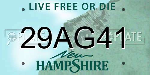 29AG41 New Hampshire License Plate