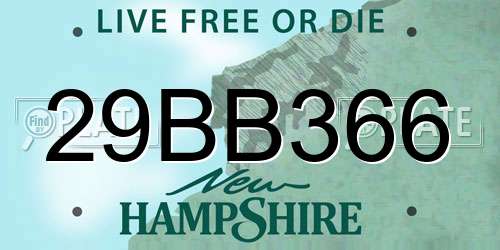 29BB366 New Hampshire License Plate