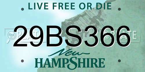 29BS366 New Hampshire License Plate