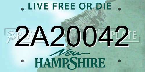 2A20042 New Hampshire License Plate