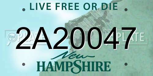 2A20047 New Hampshire License Plate