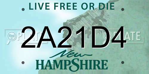 2A21D4 New Hampshire License Plate