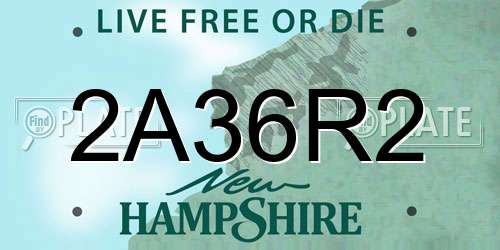 2A36R2 New Hampshire License Plate