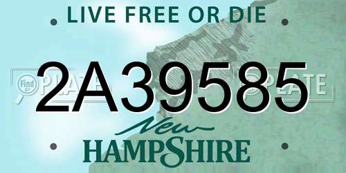 2A39585 New Hampshire License Plate
