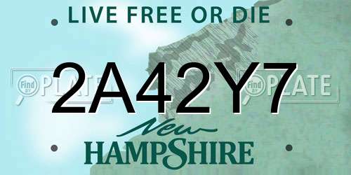 2A42Y7 New Hampshire License Plate