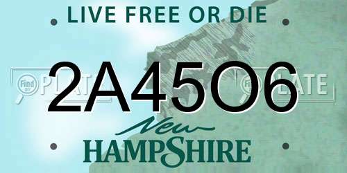 2A45O6 New Hampshire License Plate