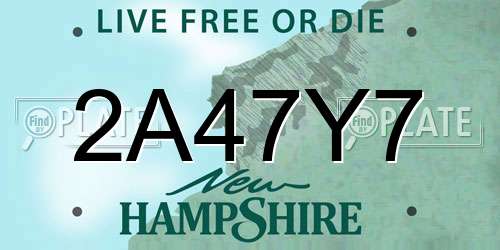 2A47Y7 New Hampshire License Plate