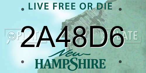 2A48D6 New Hampshire License Plate
