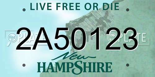 2A50123 New Hampshire License Plate