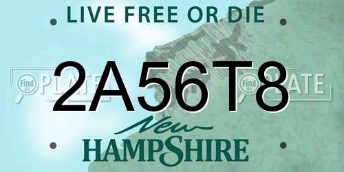 2A56T8 New Hampshire License Plate