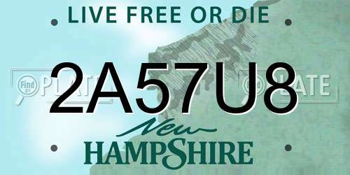 2A57U8 New Hampshire License Plate