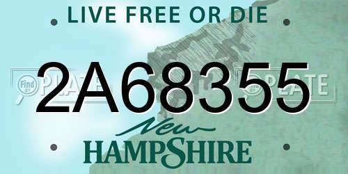 2A68355 New Hampshire License Plate