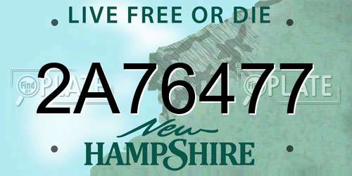2A76477 New Hampshire License Plate